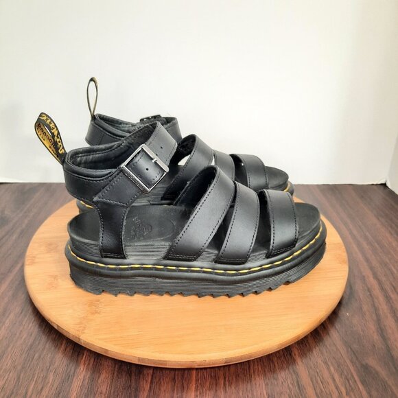 Dr Doc Martens Blaire Womens Size 6 Sandals Black Ankle Strap Buckle Goth Emo - Picture 1 of 10